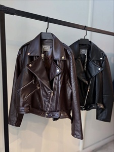 Custom <b>Biker</b> Leather <b>Jacket</b> Premium Soft PU Faux Leather Fabric Asymmetrical Zipper Waist Belt Custom Logo Printing Offer - Product Image 5