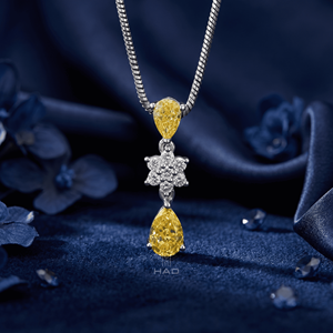 Colgante de diamante cultivado en laboratorio, colgante de diamante amarillo en forma de pera, collar de diamantes floral, elegante joyería fina para mujer, regalo estilo gota. - Product Image 5