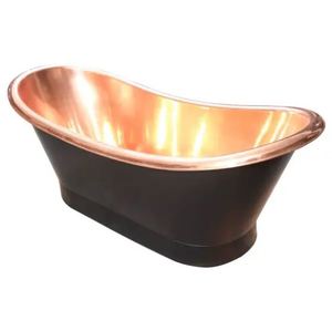 Bañera Independiente de Cobre, Bañera Metálica de Lujo Ovalada sin Tapa para Adultos - Artesanía India - Product Image 6