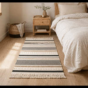 <b>Boho</b> Area <b>Rugs</b> Long Fringed Tufted Durable Bedroom <b>Rug</b> Chevron Pattern Cotton Handloom <b>Boho</b> Chic Home Decor <b>Rugs</b> - Product Image 2