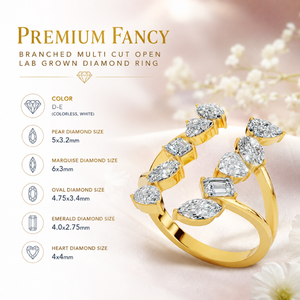 Premium Fancy Branched Multi Cut Open Lab Grown Diamond Women's Luxury IGI Certified 14K Gold Engagement Ring Wholesale OEM Fine - Product Image 5