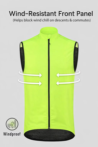 Gilet de cyclisme pour hommes, coupe-vent, léger, fermeture éclair intégrale, veste de vélo sans manches avec poches pour le cyclisme, la course à pied et les sports de plein air - Product Image 3