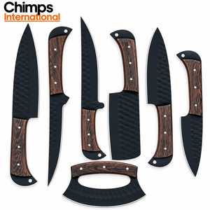 Ensemble de couteaux de cuisine de haute qualité faits à la main, 7 pièces, lame en acier inoxydable J2, manche en bois de noyer, couteau de chef, couteau Ulu - Product Image 6