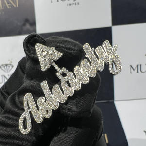 Bijoux fins pendentif personnalisé Hip Hop 925 argent VVS Moissanite pendentif glacé nom lettre or blanc diamant pendentif - Product Image 2