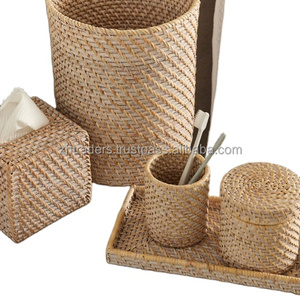 ชุดอุปกรณ์อาบน้ำหวายสไตล์ชนบทสำหรับห้องน้ำชุดเครื่องหวายสุดหรูของคอลเลกชั่นห้องน้ำ - Product Image 1