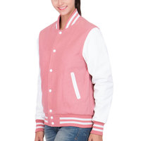 Vestes de baseball pour femmes avec logo personnalisé, manches en cuir, corps en laine, respirantes, style varsity
