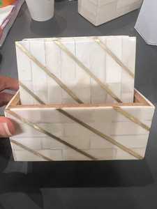 Modern Classic <b>Black</b> <b>White</b> Bone <b>Striped</b> Wood Carved Decorative Box Set Painted Finish for Living Spaces - Product Image 6