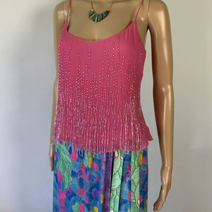 Abstract Three-dimensional Butterfly Studded Beaded Fringe Tank Top With Steel <b>Wire</b> Shape - Product Image 1