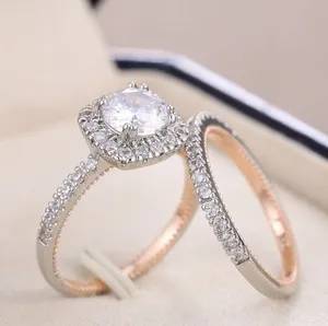 1.20Ct Round Cut <b>Simulated</b> <b>Diamond</b> Bridal Set Band Ring In 14K Rose Gold Plated - Product Image 3