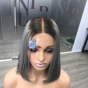 Os droite en gros 100% brut vierge vietnamien cheveux humains longue perruque Ombre gris couleur Super Double dessiné Extension de cheveux - Product Image 4