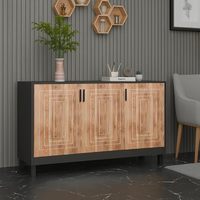 Meuble à chaussures en bois Saleem International à trois niveaux avec porte et siège, design moderne pour entrée et couloir - Chêne noir