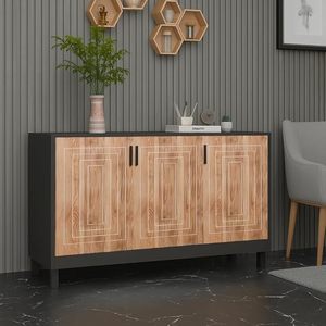 Zapatero de madera Saleem International con puerta, organizador de zapatos para entrada, pasillo y dormitorio con cerradura, color roble negro. - Product Image 4