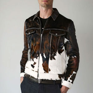 Veste en cuir véritable pour homme avec fourrure de vache 2026 – Légère, respirante, design hiver, streetwear de luxe, veste en cuir de vache à poils - Product Image 5