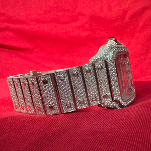 Reloj de Lujo para Hombre con Moissanita Dorada y Cuarzo, Visualización de Fecha, Esfera de Cristal con Diamantes, Logotipo OEM - Product Image 1