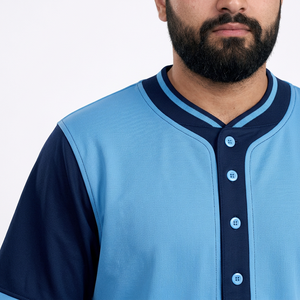 ชุดเบสบอลชาย เสื้อเจอร์ซีย์สีพื้น กางเกงขายาว แขนครึ่งตัว ระบายอากาศ ป้องกันแบคทีเรีย คอวี ปักชื่อทีมได้ ใส่ได้ทุกฤดู แบบปกติ - Product Image 6