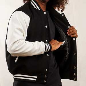 Chaqueta Universitaria Personalizada con Cuerpo de Lana y Mangas de Cuero, Chaqueta Letterman de Primera Calidad, Diseño OEM para Hombre y Mujer, Ropa Urbana - Product Image 4