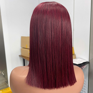 Ready to Wear Wig with KimK Closure Vietnamese Raw Virgin Wigs <b>Burgundy</b> Color Transparent Lace Frontal Glueless Human Hair Wig - Product Image 6