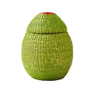 Avocado Water Hyacinth Toy Basket with Lid Woven Kids Storage <b>Box</b> Decorative Fruit Shape <b>Hamper</b> - Product Image 1
