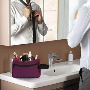 Bolsa de Viaje Organizadora de Accesorios de Cuero Genuino al por Mayor, Bolsas Cosméticas con Cremallera, Bolsa de Maquillaje para Mujer, Bolsa de Aseo para Hombre - Product Image 5