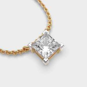 Colgante Solitario con Diamante Cultivado en Laboratorio, Corte Princesa, en Oro Blanco/Amarillo y Rosa de 9 Quilates, Estilo Vintage - Product Image 5