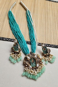 Juego de Joyería Nupcial de Perlas, Collar y Aretes con Cristales y Pedrería Chapados en Oro para Bodas y Fiestas - Product Image 5