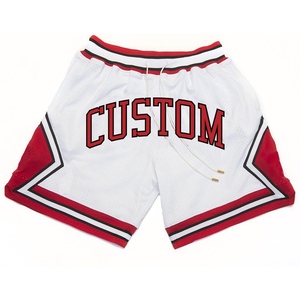 Shorts de basket-ball en mesh blanc, rouge et noir, vêtements de sport respirants à séchage rapide, shorts d'uniforme de basket-ball personnalisés - Product Image 1