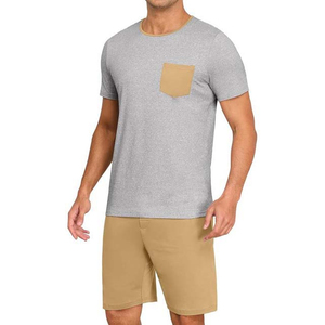 Men's Navy Blue Short Sleeve Eco-Friendly 100% Cotton Sleep Top with Chest Pocket Casual Knitted <b>Pajama</b> Shirt Winter Wear - Product Image 4