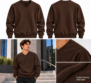 Wholesale Plus Size V Neck Sweatshirt <b>Thick</b> Cotton Polyester <b>Fleece</b> Breathable Winter All Season Casual Pullover Sweater For <b>Men</b> - Product Image 3