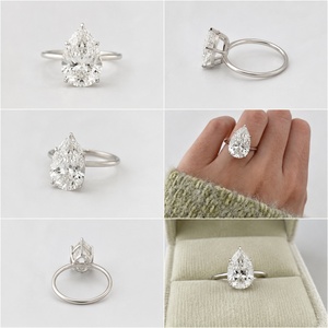 แหวนเพชรเม็ดใหญ่ทรงลูกแพร์ เพชรสร้างในห้องปฏิบัติการ ทองคำขาว 14K แท้ รับรองโดย IGI แหวนเพชรเม็ดเดี่ยว - Product Image 5