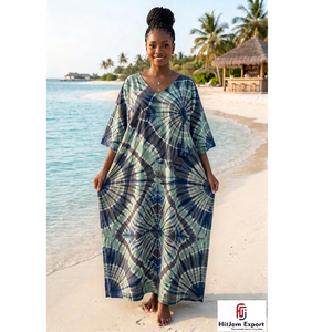 Vestido Kaftán Estampado Personalizado para Mujer, Traje de Playa Holgado, Ropa de Verano de Tela Ligera, Ideal para Vacaciones en Resorts y en la Isla - Product Image 1