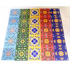 Azulejos de porcelana de cerámica azul, cerámica de acento de pared, modelo 1 - Product Image 2