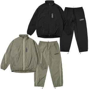 Survêtements de sport en nylon zippés unisexe de haute qualité pour hommes, ensemble veste et pantalon de jogging avec fermeture éclair réglable aux chevilles - Product Image 1