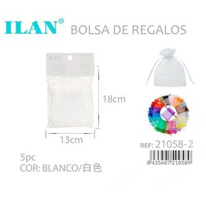 Sacchetti Regalo in Organza Ilan 13x18cm 5pz Bianchi per Bomboniere - Product Image 3