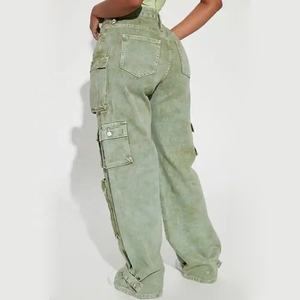 2025 Women Cotton Wholesale Denim-Jeans Side-Pocket Trouser <b>Pant</b> Breathable Cargo <b>Pants</b> Made in Pakistan - Product Image 3