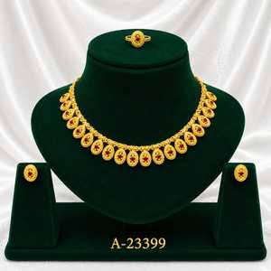 Juego de Collar y Aretes de Aleación de Zinc Chapado en Oro de 24K, Estilo Clásico para Joyería de Boda para Mujer A-23169 - Product Image 3