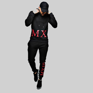 Conjunto Deportivo con Capucha Negra y Logotipo MX, Sudadera y Pantalones Largos, Corte Regular, Ropa Casual de Otoño para Adultos - Product Image 5