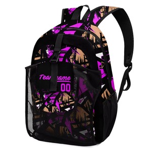 Sac à dos personnalisable à motif géométrique avec nom et numéro d'équipe pour l'école, le sport, usage quotidien, unisexe, polyester, capacité 20-37L - Product Image 4