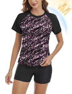 Custom High Quality UV Protection <b>for</b> <b>Women</b> Short Sleeves Shorts Rash Guard Sportswear Custom Design Rash Guard <b>Women</b> - Product Image 5