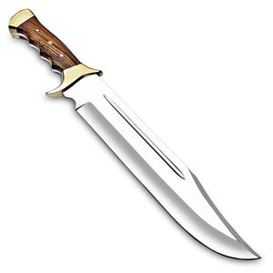 Cuchillo de Caza MORTAL BLADES, Personalizable, Hoja Fija de Acero Inoxidable, Mango de Madera de Palisandro, Cuchillo de Supervivencia para Exteriores y Camping con Funda - Product Image 1