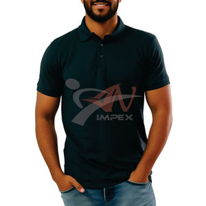 Polo pour homme en coton piqué extensible avec logo personnalisé, col blanc, sans couture, de marque, pour le golf - Product Image 5