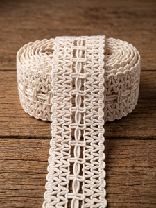 Ribete de encaje calado de algodón artesanal para cortinas, artículos para el hogar, manualidades y textiles decorativos - Product Image 1