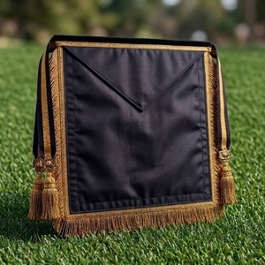 Tablier de Franc-Maçon en Cuir Brodé Or de Luxe avec Franges, Design Œil Tout-Puissant 3D et Compas Carré, Personnalisable - Product Image 2