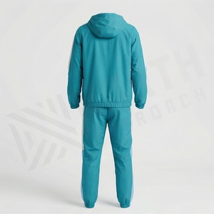 Unisex Teal <b>Tracksuit</b> Full Length Hooded Zipper Closure Solid Color Casual Sportswear With Side Pockets Autumn Wear - Product Image 2