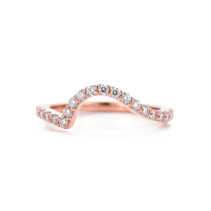 New Trending Minimalist Curved Ring 9K 10K Solid Gold Stackable <b>Wedding</b> Band V Shape Micro Pave Ring Round Lab Carted Diamond - Product Image 2