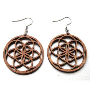 Pendientes de Madera de Acacia India, Joyería Étnica con Forma de Cruz para Bodas, Fiestas y Aniversarios, Venta al Por Mayor - Product Image 1