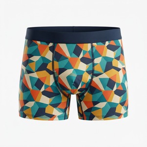 Boxers pour hommes à imprimé océan, taille mi-haute, taille élastique, en polyester tricoté respirant, avec impression par sublimation, style décontracté - Product Image 3