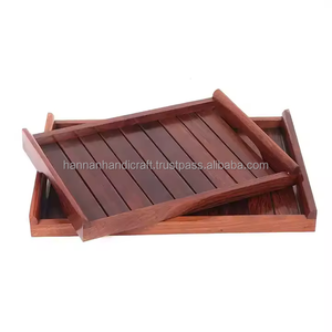 Plateau rectangulaire en bois brun rustique pour le petit-déjeuner au lit, le thé, le café, les boissons, les collations, la cuisine, la salle à manger et le bureau - Product Image 6