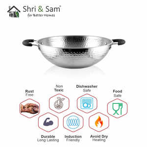 Lightweight Stainless Steel Hammered Kadhai <b>Cookware</b> - Product Image 3
