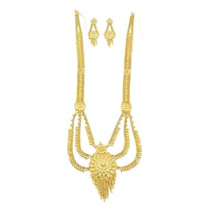 Juego de Collares Rani Haar Chapados en Oro Micro de 14K, 18K y 24K al por Mayor, Conjunto de Joyería India con Diseño Floral, Juego de Joyería de Latón Relleno de Oro - Product Image 3