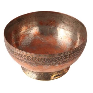Nouvel arrivage : Grand saladier à fruits en métal finition cuivre antique – Fournisseur de luxe de nouveaux bols de service en métal en provenance d'Inde - Product Image 1